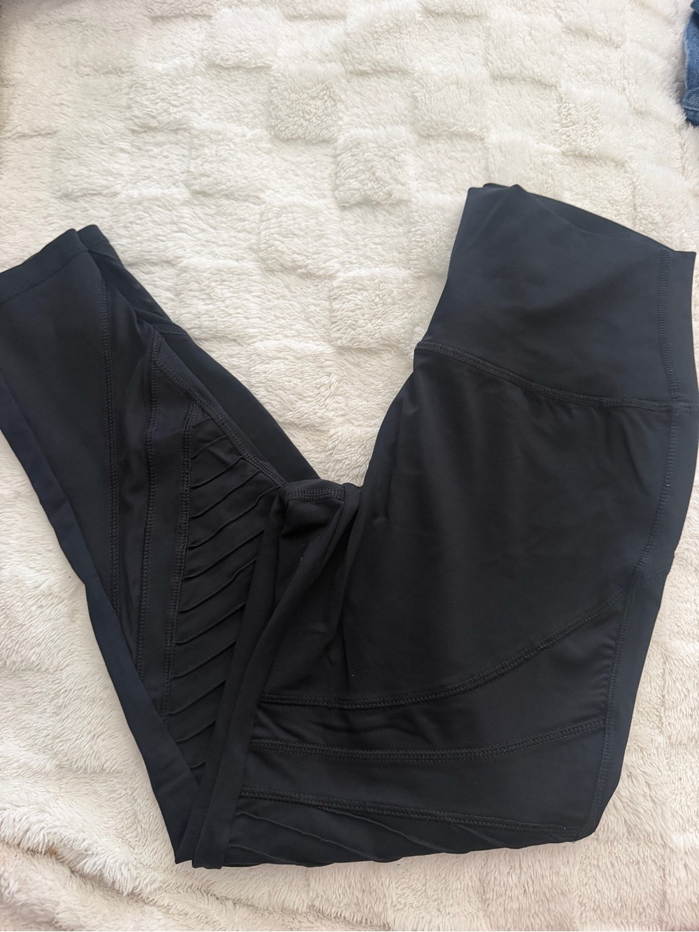 aerie Black High-Rise Leggings with Side Ribbed Panels